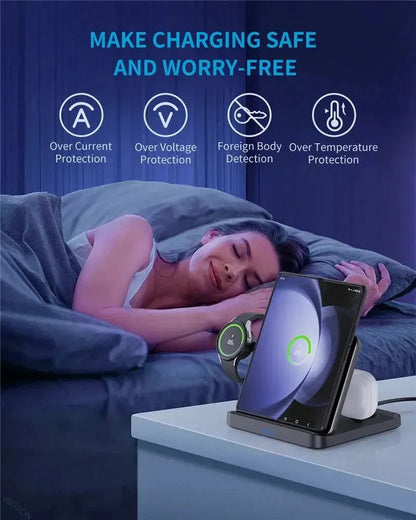 3-in-1 Kabelloses Ladegerät Ständer für Samsung & iPhone